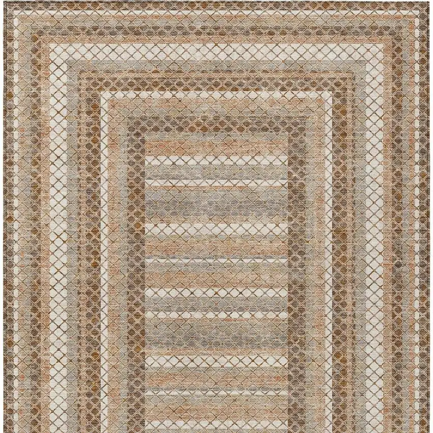 Chocolate And Beige Geometric Washable Indoor Outdoor Area Rug Photo 7