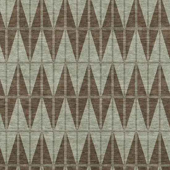 Chocolate And Beige Geometric Washable Indoor Outdoor Area Rug Photo 2