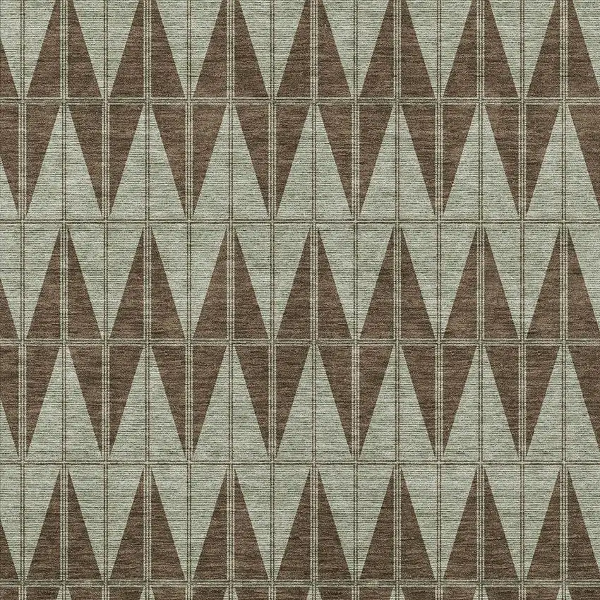 Chocolate And Beige Geometric Washable Indoor Outdoor Area Rug Photo 2