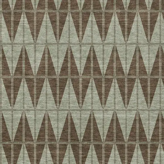 Chocolate And Beige Geometric Washable Indoor Outdoor Area Rug Photo 2