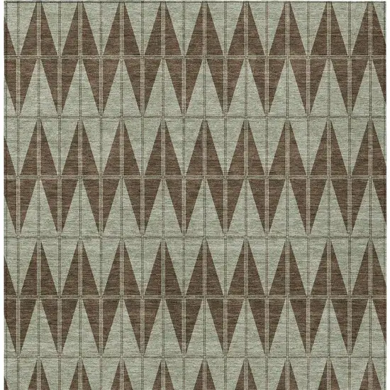 Chocolate And Beige Geometric Washable Indoor Outdoor Area Rug Photo 3