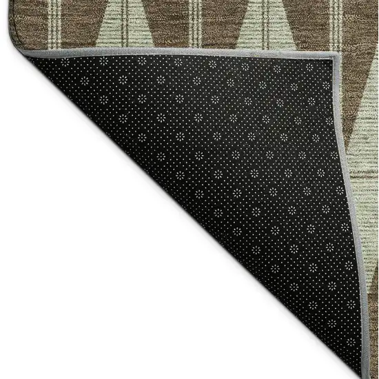 Chocolate And Beige Geometric Washable Indoor Outdoor Area Rug Photo 8