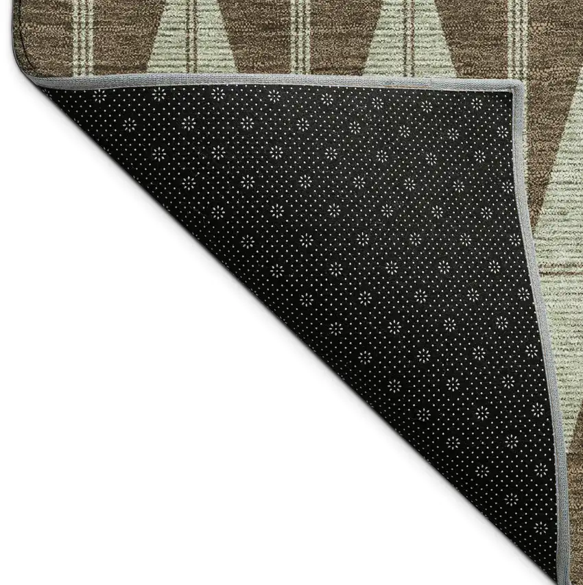 Chocolate And Beige Geometric Washable Indoor Outdoor Area Rug Photo 8