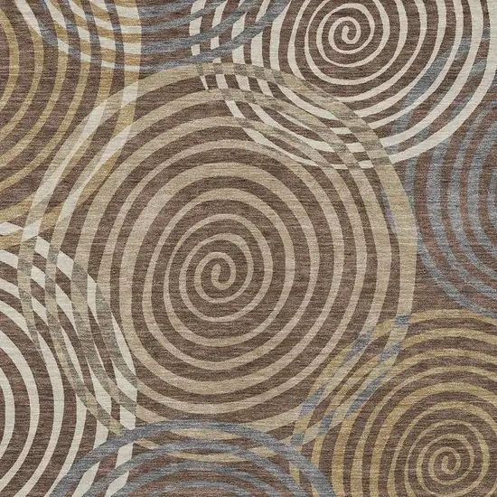 Chocolate And Beige Geometric Washable Indoor Outdoor Area Rug Photo 2