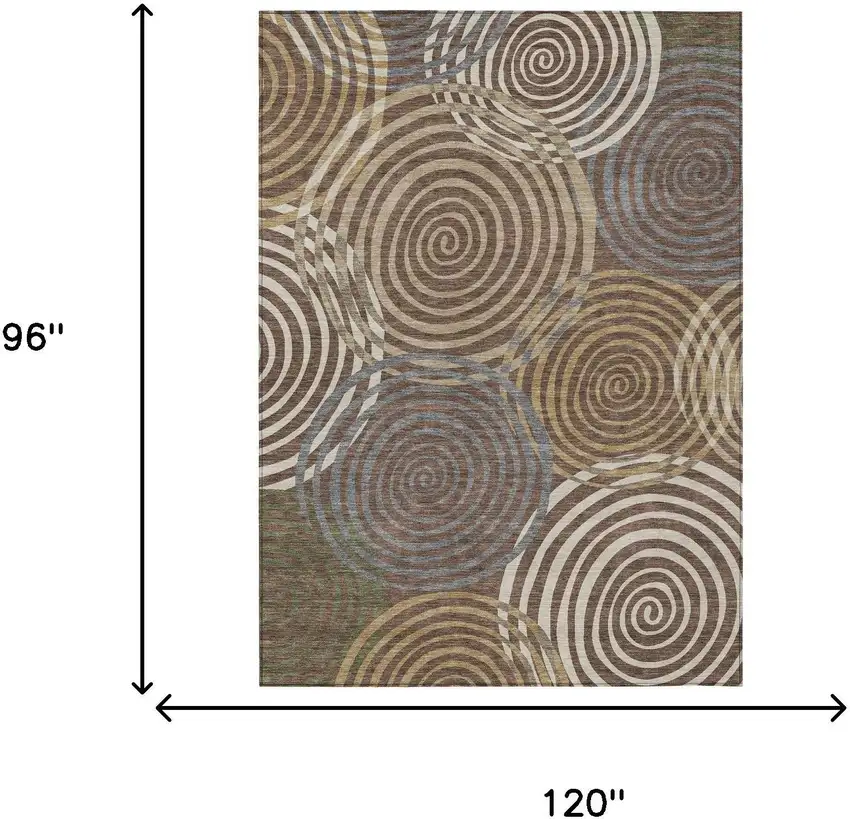 Chocolate And Beige Geometric Washable Indoor Outdoor Area Rug Photo 6