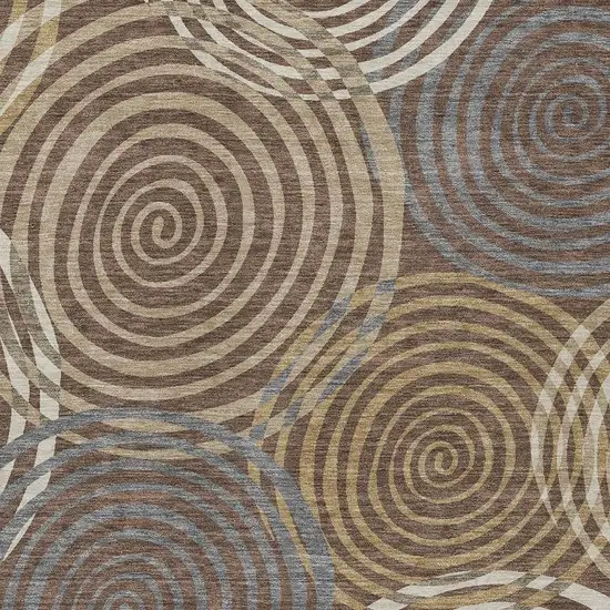 Chocolate And Beige Geometric Washable Indoor Outdoor Area Rug Photo 2