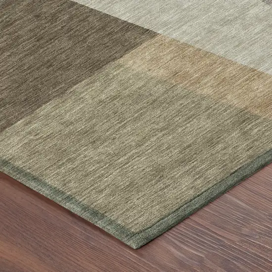 Chocolate And Beige Geometric Washable Indoor Outdoor Area Rug Photo 8