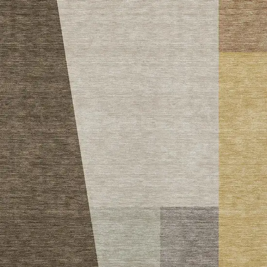 Chocolate And Beige Geometric Washable Indoor Outdoor Area Rug Photo 2