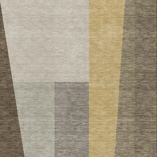 Chocolate And Beige Geometric Washable Indoor Outdoor Area Rug Photo 2