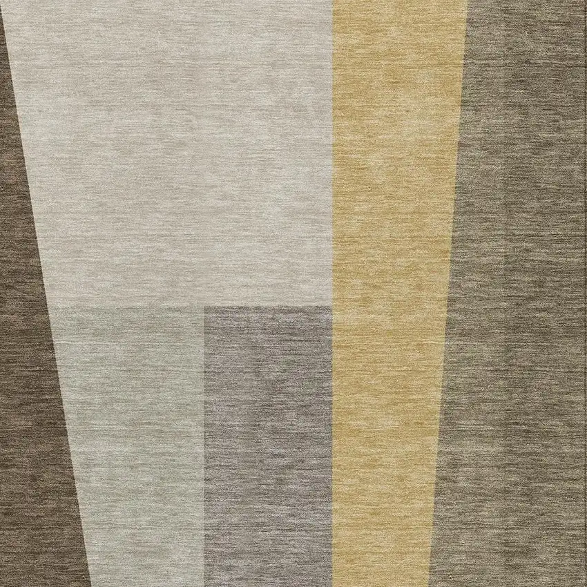 Chocolate And Beige Geometric Washable Indoor Outdoor Area Rug Photo 2