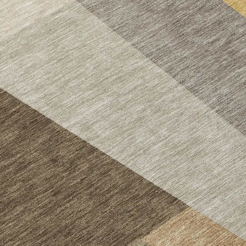 Chocolate And Beige Geometric Washable Indoor Outdoor Area Rug Photo 9