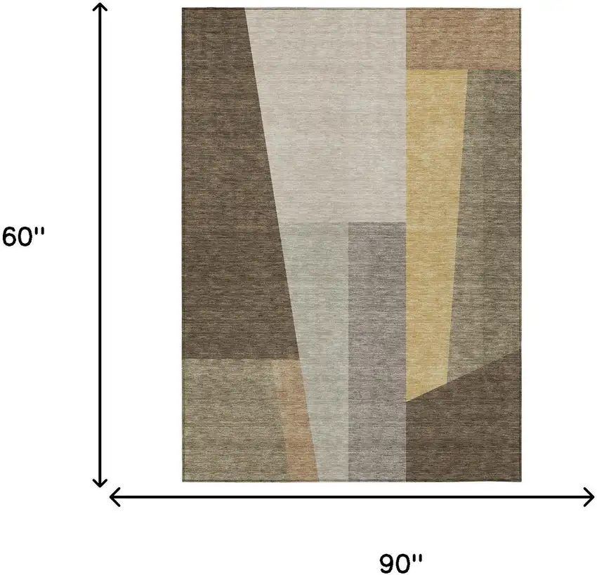 Chocolate And Beige Geometric Washable Indoor Outdoor Area Rug Photo 6