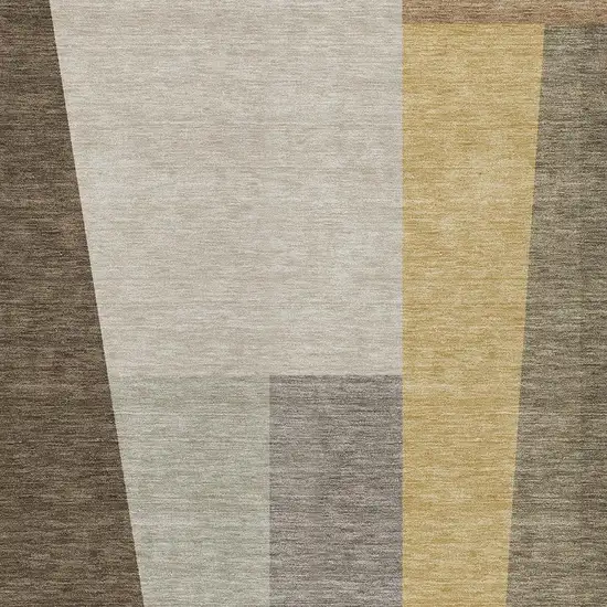 Chocolate And Beige Geometric Washable Indoor Outdoor Area Rug Photo 2