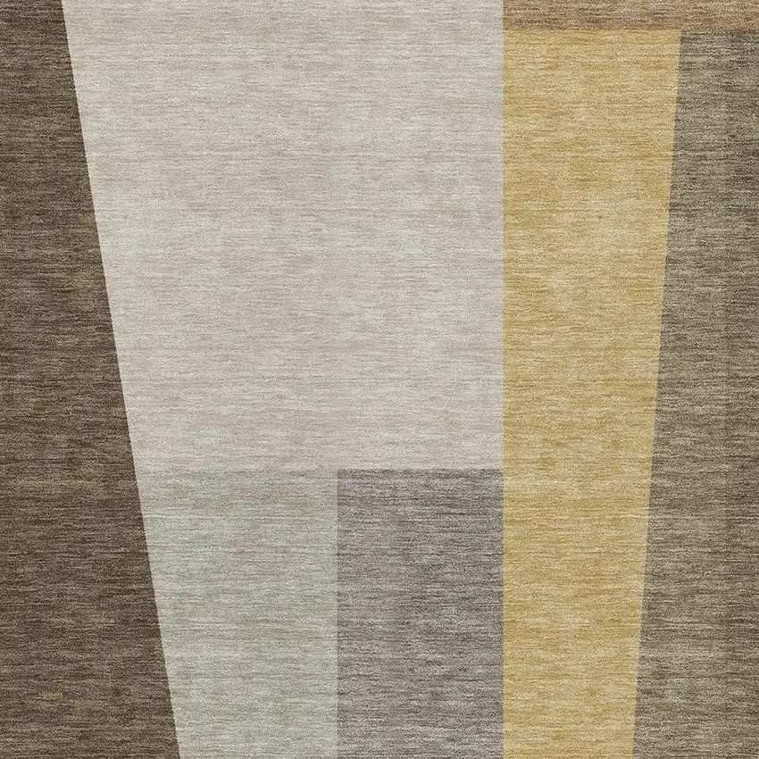 Chocolate And Beige Geometric Washable Indoor Outdoor Area Rug Photo 2