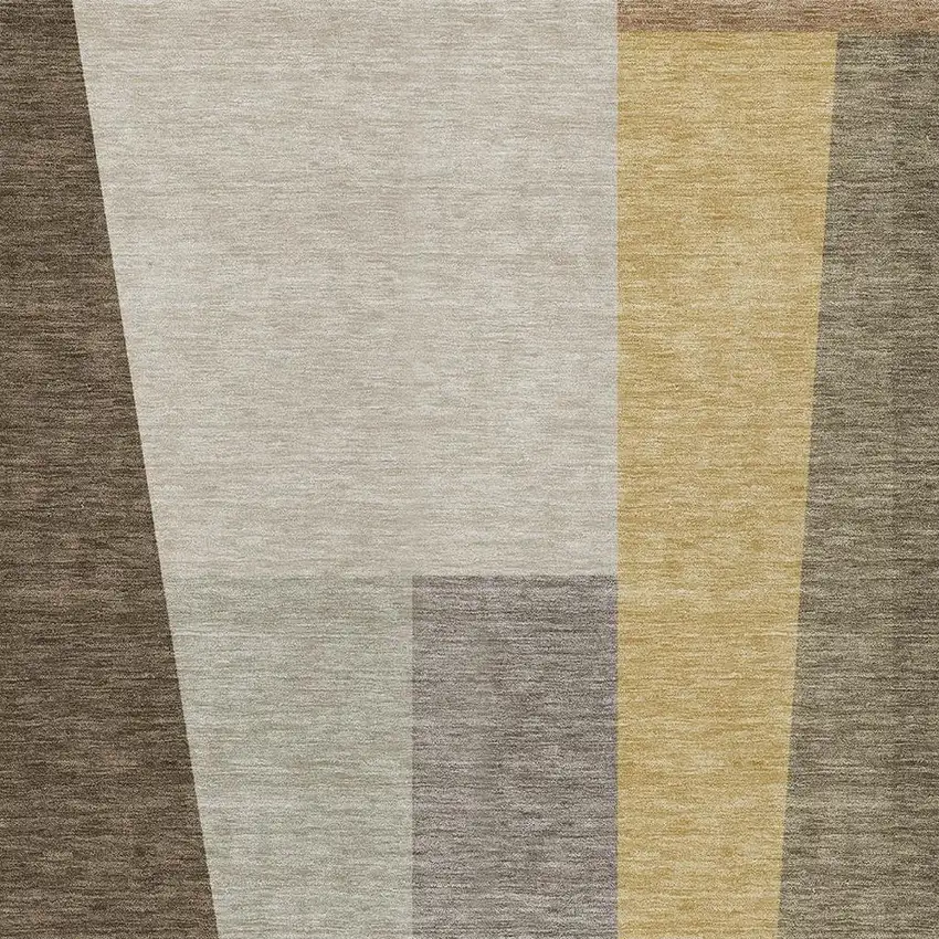 Chocolate And Beige Geometric Washable Indoor Outdoor Area Rug Photo 2