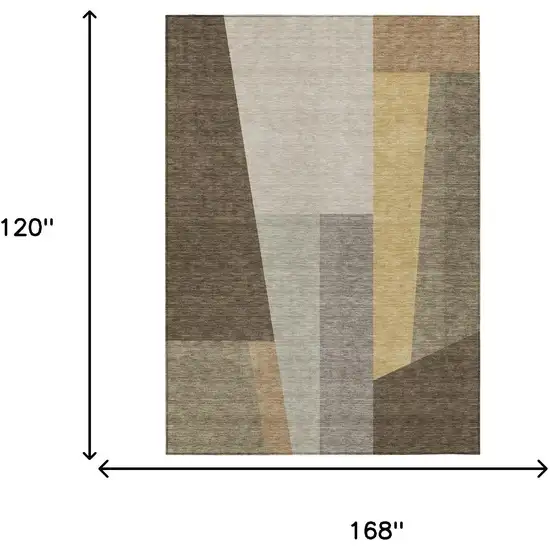Chocolate And Beige Geometric Washable Indoor Outdoor Area Rug Photo 6