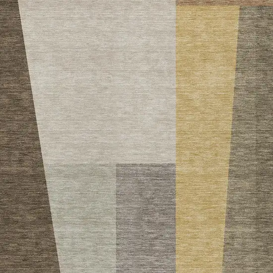 Chocolate And Beige Geometric Washable Indoor Outdoor Area Rug Photo 2