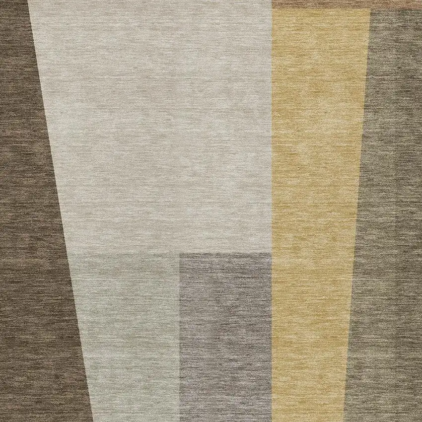 Chocolate And Beige Geometric Washable Indoor Outdoor Area Rug Photo 2