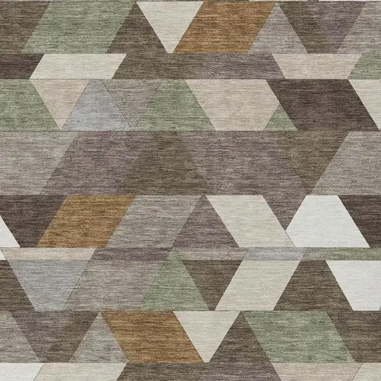 Chocolate And Beige Geometric Washable Indoor Outdoor Area Rug Photo 3