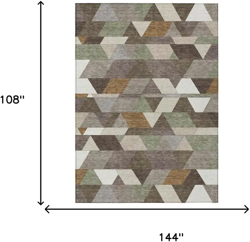 Chocolate And Beige Geometric Washable Indoor Outdoor Area Rug Photo 7