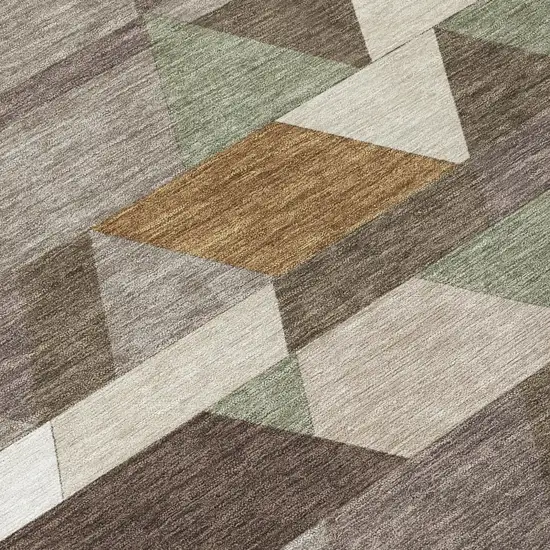 Chocolate And Beige Geometric Washable Indoor Outdoor Area Rug Photo 6