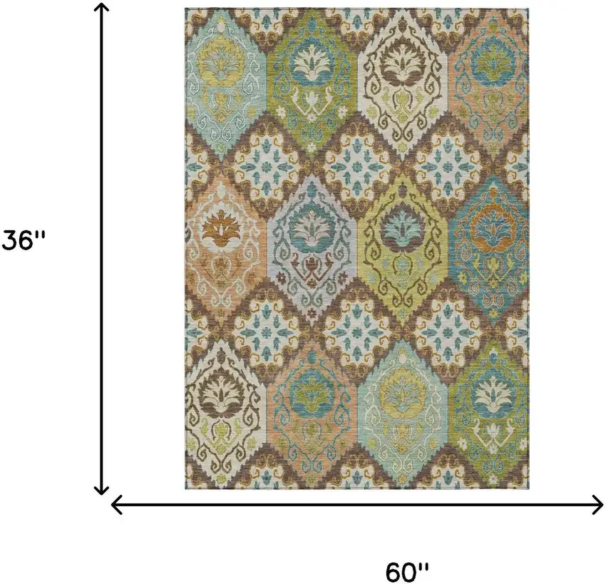 Chocolate And Beige Geometric Washable Indoor Outdoor Area Rug Photo 6