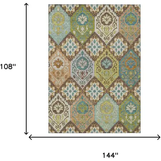 Chocolate And Beige Geometric Washable Indoor Outdoor Area Rug Photo 6