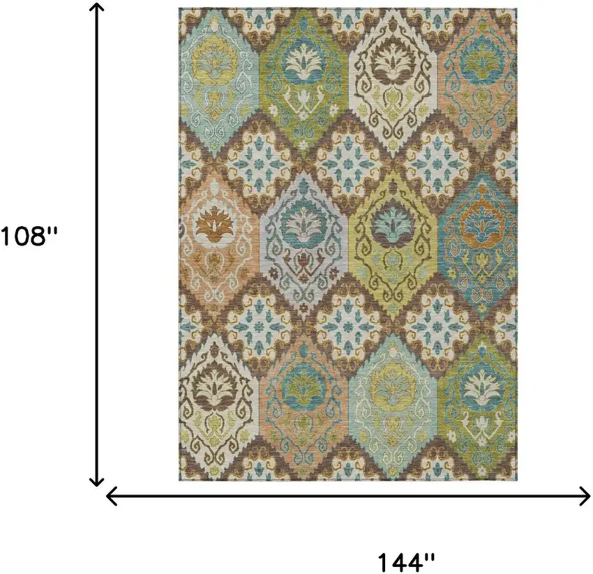 Chocolate And Beige Geometric Washable Indoor Outdoor Area Rug Photo 6