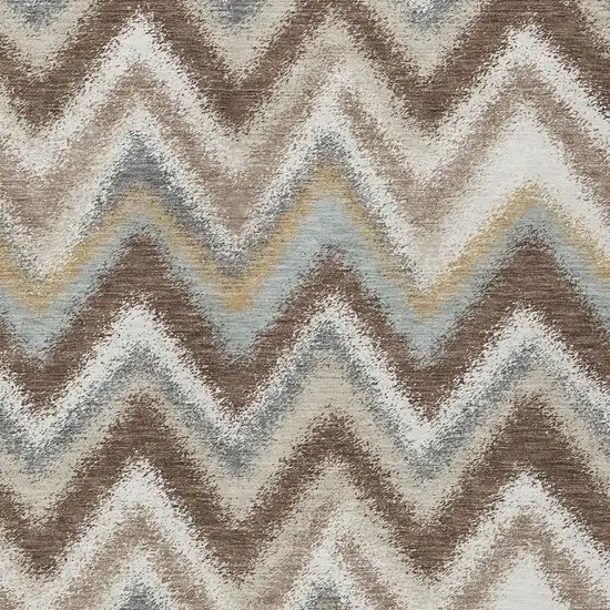Chocolate And Beige Geometric Washable Indoor Outdoor Area Rug Photo 2