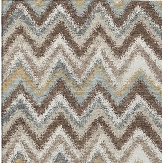 Chocolate And Beige Geometric Washable Indoor Outdoor Area Rug Photo 5