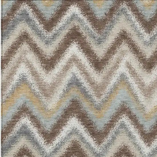 Chocolate And Beige Geometric Washable Indoor Outdoor Area Rug Photo 2