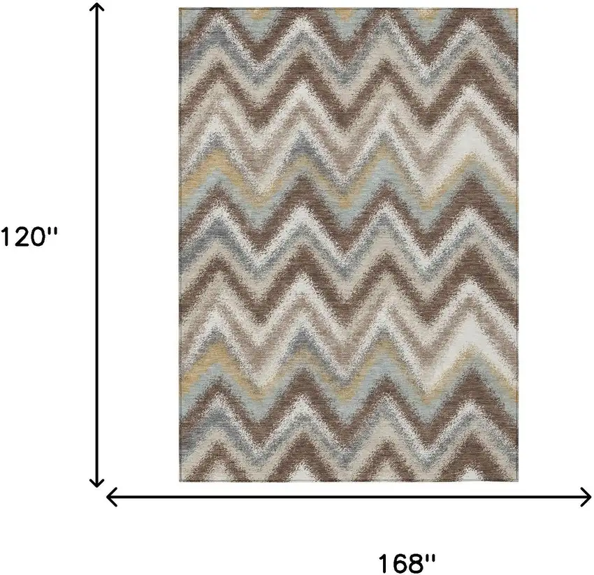 Chocolate And Beige Geometric Washable Indoor Outdoor Area Rug Photo 6