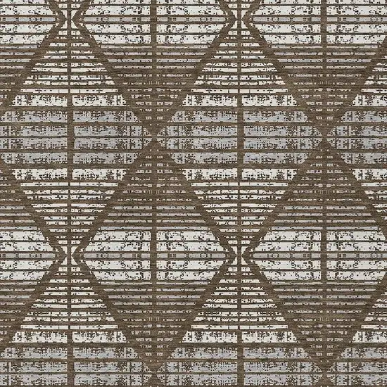 Chocolate And Beige Geometric Washable Indoor Outdoor Area Rug Photo 5