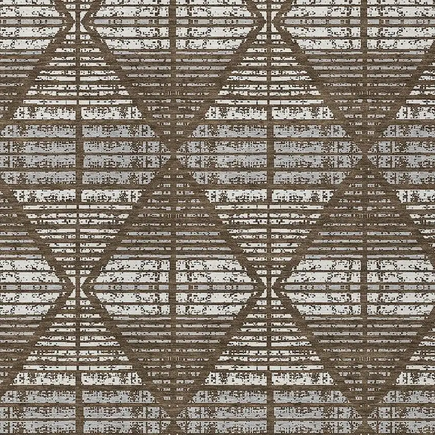 Chocolate And Beige Geometric Washable Indoor Outdoor Area Rug Photo 5
