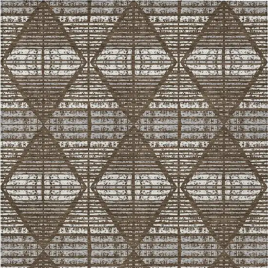 Chocolate And Beige Geometric Washable Indoor Outdoor Area Rug Photo 6