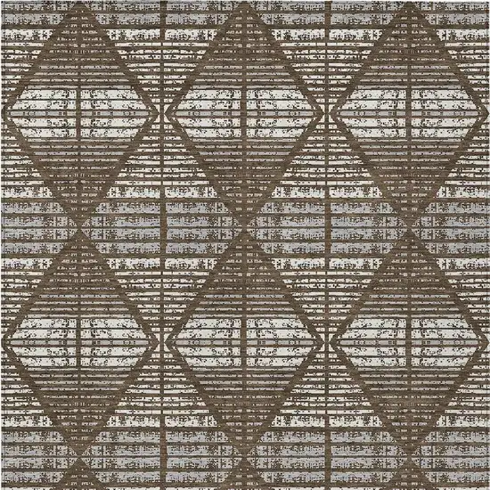 Chocolate And Beige Geometric Washable Indoor Outdoor Area Rug Photo 4