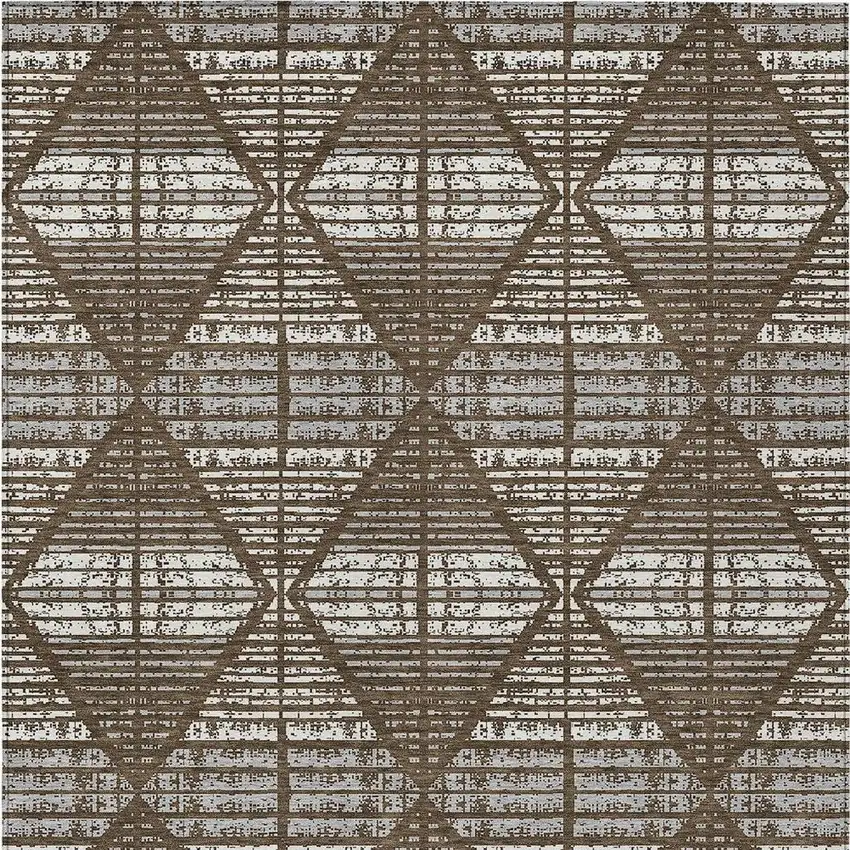 Chocolate And Beige Geometric Washable Indoor Outdoor Area Rug Photo 4