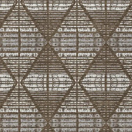 Chocolate And Beige Geometric Washable Indoor Outdoor Area Rug Photo 5