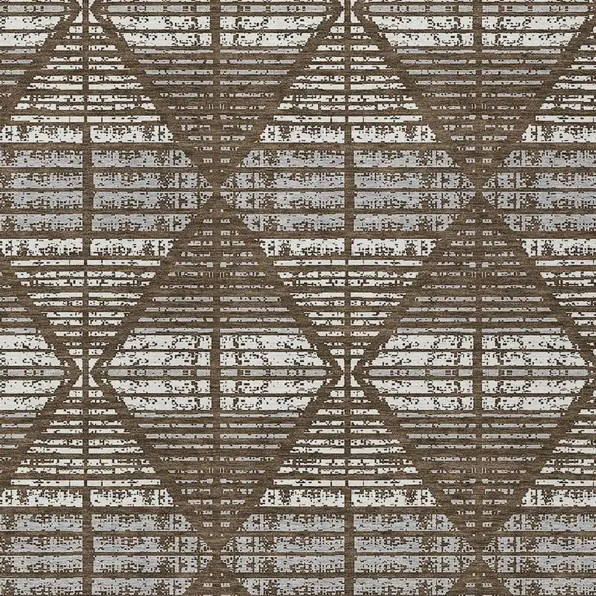 Chocolate And Beige Geometric Washable Indoor Outdoor Area Rug Photo 5
