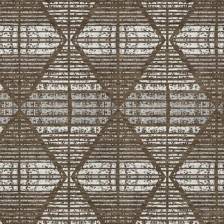 Chocolate And Beige Geometric Washable Indoor Outdoor Area Rug Photo 3
