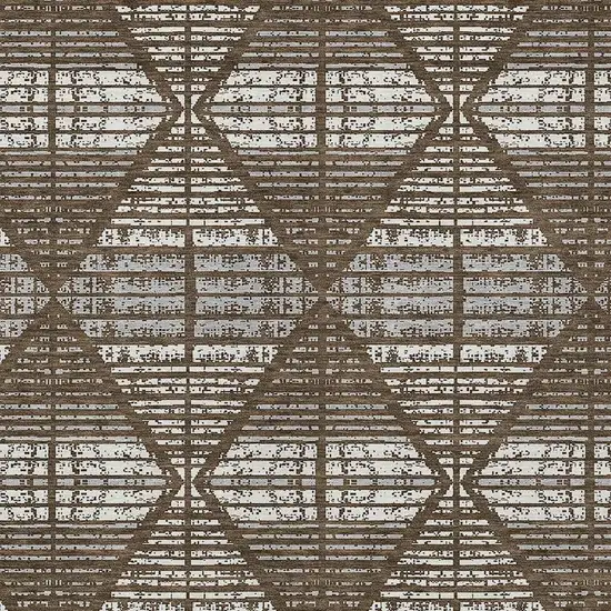 Chocolate And Beige Geometric Washable Indoor Outdoor Area Rug Photo 3