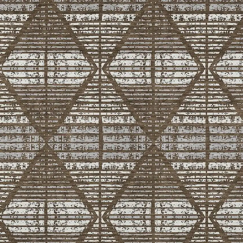Chocolate And Beige Geometric Washable Indoor Outdoor Area Rug Photo 5