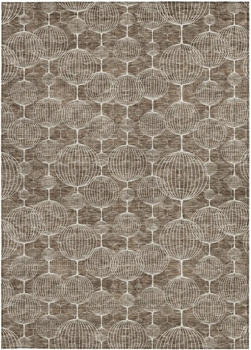 Chocolate And Beige Geometric Washable Indoor Outdoor Area Rug Photo 6