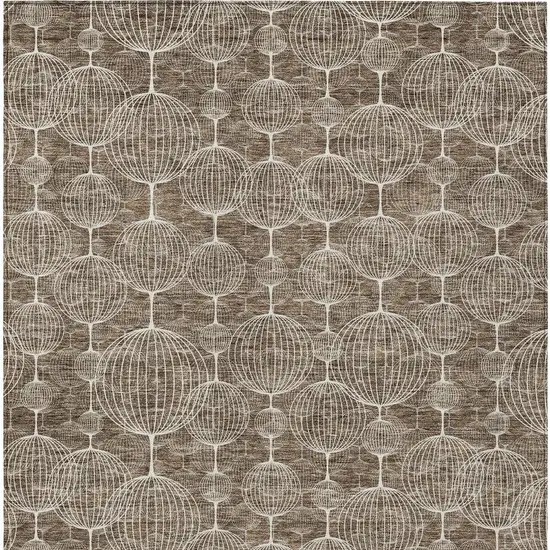 Chocolate And Beige Geometric Washable Indoor Outdoor Area Rug Photo 5
