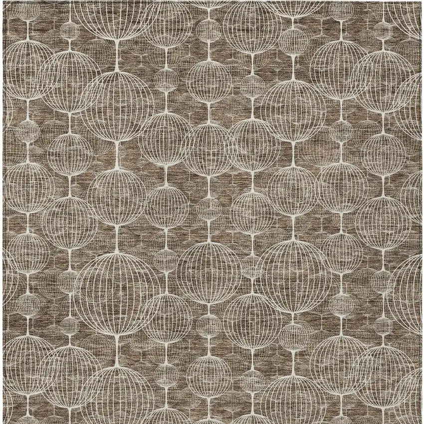 Chocolate And Beige Geometric Washable Indoor Outdoor Area Rug Photo 5