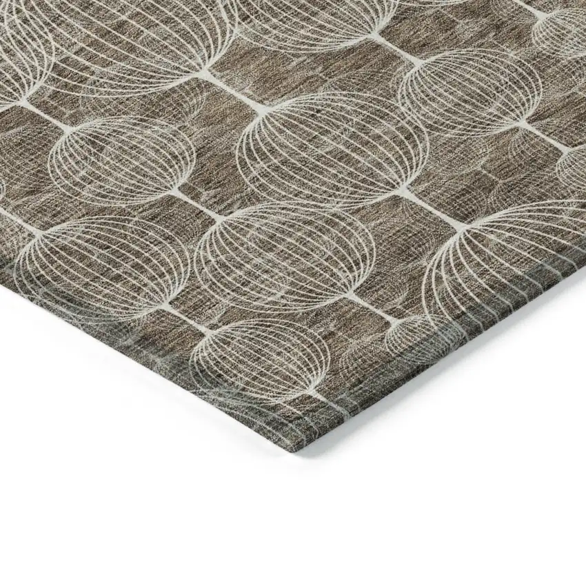 Chocolate And Beige Geometric Washable Indoor Outdoor Area Rug Photo 4