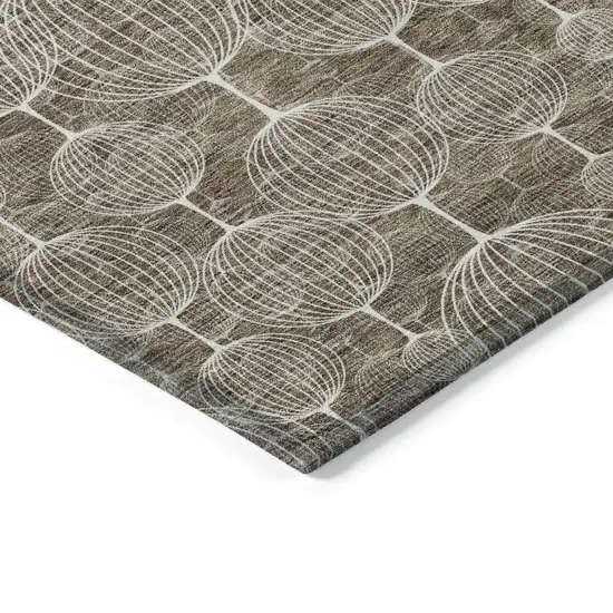 Chocolate And Beige Geometric Washable Indoor Outdoor Area Rug Photo 4