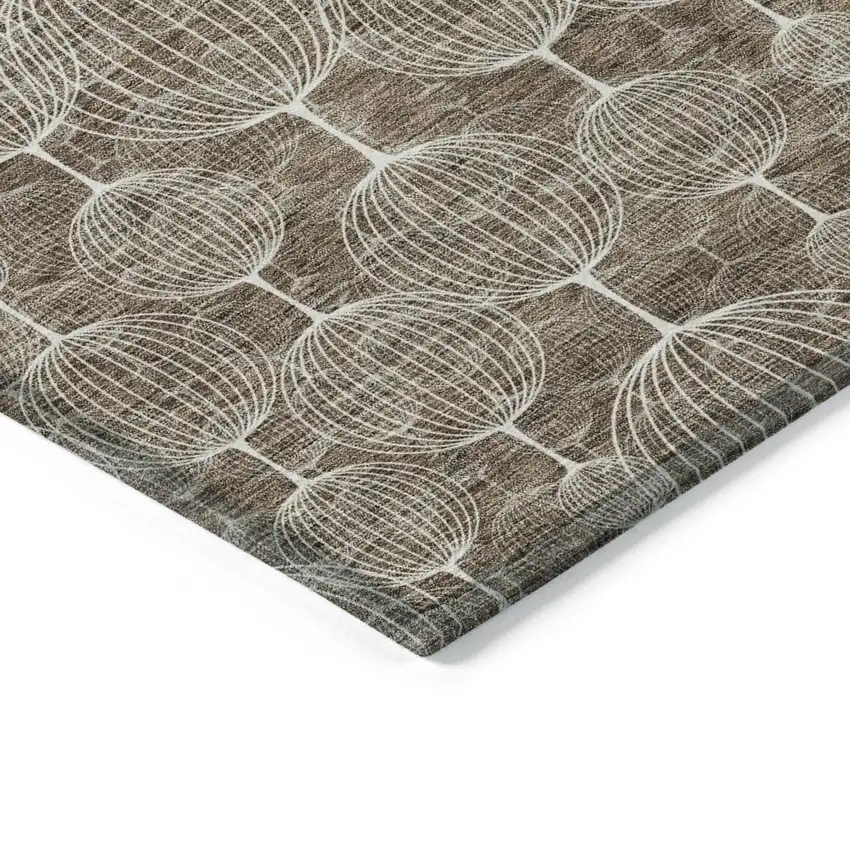 Chocolate And Beige Geometric Washable Indoor Outdoor Area Rug Photo 4