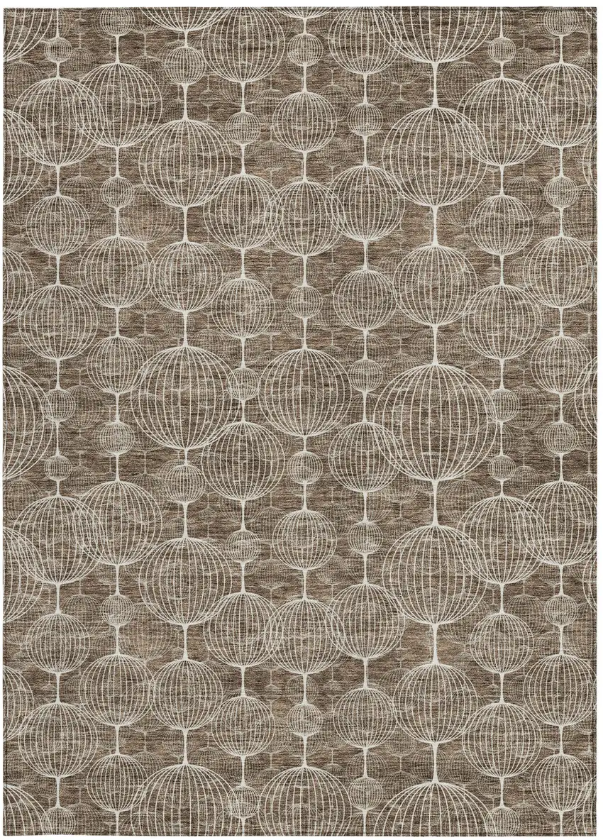 Chocolate And Beige Geometric Washable Indoor Outdoor Area Rug Photo 4