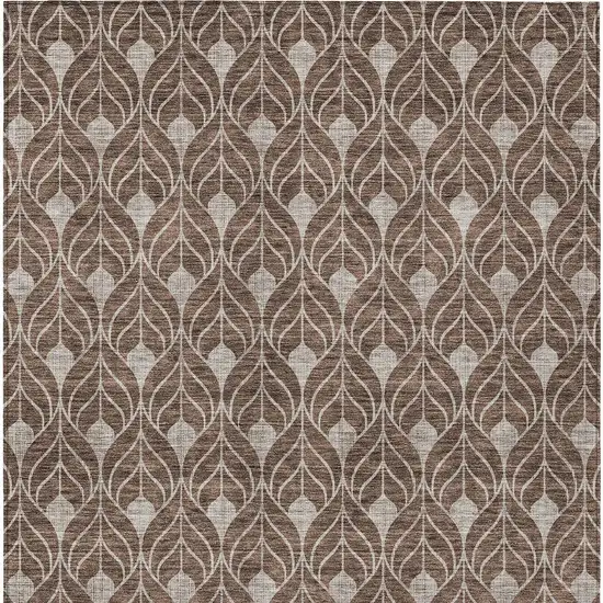 Chocolate And Beige Geometric Washable Indoor Outdoor Area Rug Photo 6